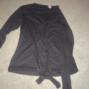 Black button down with tie shirt